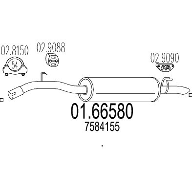 Слика на Заден издувен лонец MTS 01.66580 за Fiat Regata Weekend 80 Turbo Diesel 1.9 - 80 коњи дизел