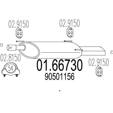 Слика на Заден издувен лонец MTS 01.66730 за Opel Astra F 2.0 i 16V - 136 коњи бензин