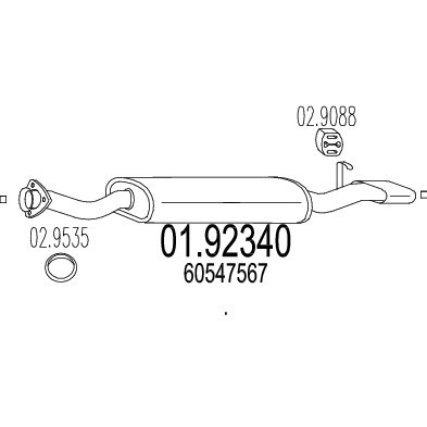 Слика на Заден издувен лонец MTS 01.92340 за Alfa Romeo 155 (167) Sedan 2.0 16V Turbo Q4 (167.A2B, 167.A2C, 167.A2E) - 186 коњи бензин