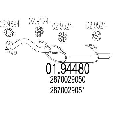 Слика на Заден издувен лонец MTS 01.94480 за Hyundai Lantra 2 Break (J-2) 1.5 12V - 88 коњи бензин