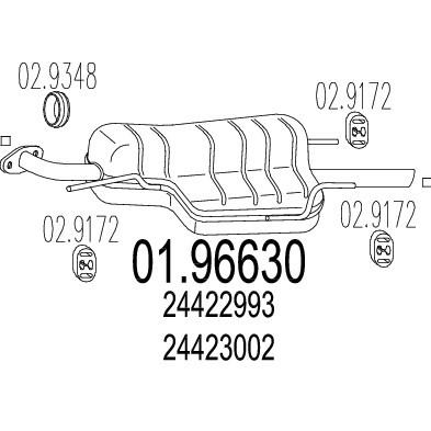 Слика на Заден издувен лонец MTS 01.96630 за Opel Astra G Saloon 1.8 16V - 125 коњи бензин