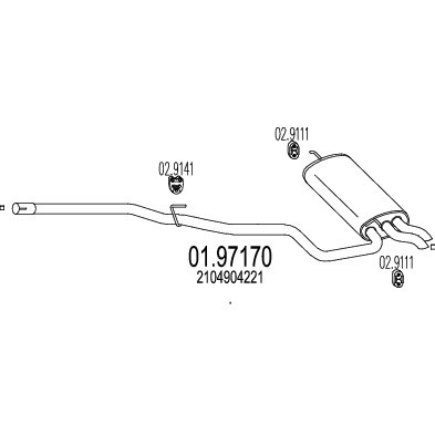 Слика на Заден издувен лонец MTS 01.97170 за Mercedes E-class Estate (s210) E 250 T Turbo-D (210.215) - 150 коњи дизел