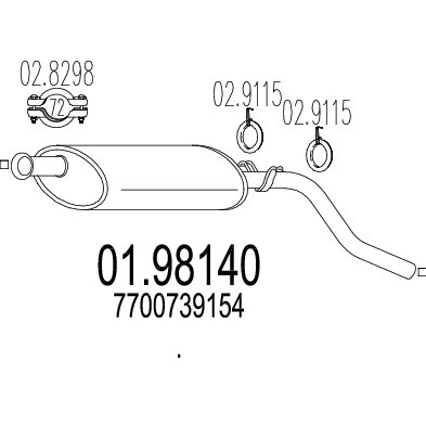 Слика на Заден издувен лонец MTS 01.98140 за Renault Master Box (T) 28-35 2.4 D - 71 коњи дизел