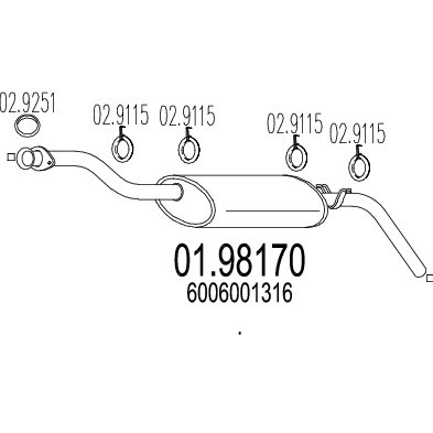 Слика на Заден издувен лонец MTS 01.98170 за Renault Master Van (T) 35 2,5 TD - 94 коњи дизел