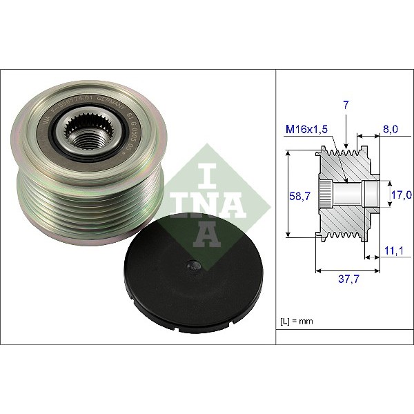 Слика на Затегач алтернатор INA 535 0128 10 за Toyota Land Cruiser 90 (J9) 3.0 D-4D (KDJ90, KDJ95, KDJ 125) - 163 коњи дизел