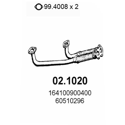 Слика на издувна цевка ASSO 02.1020 за Alfa Romeo 164 Sedan 3.0 V6 (164.A) - 192 коњи бензин