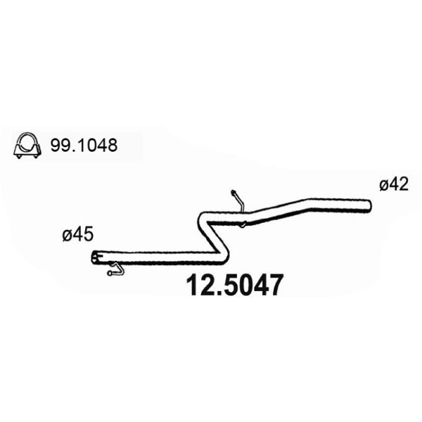 Слика на издувна цевка ASSO 12.5047 за Citroen Xsara N1 1.8 D - 58 коњи дизел