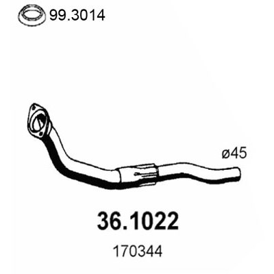 Слика на издувна цевка ASSO 36.1022 за Peugeot 205 Convertible (741B,20D) 1.6 - 116 коњи бензин