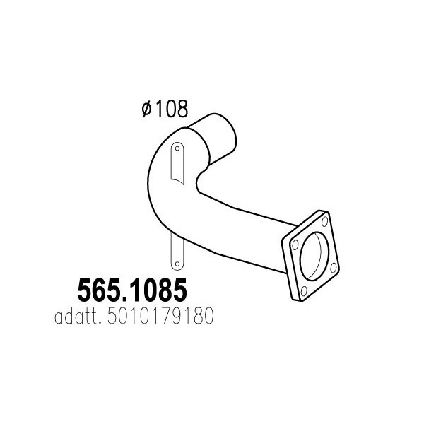 Слика на издувна цевка ASSO 565.1085 за камион Renault Iliade GT, GTC, GTE - 340 коњи дизел