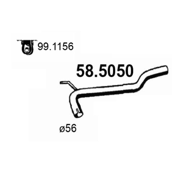 Слика на издувна цевка ASSO 58.5050 за Fiat Cinquecento 170 0.7 i (170AD) - 30 коњи бензин