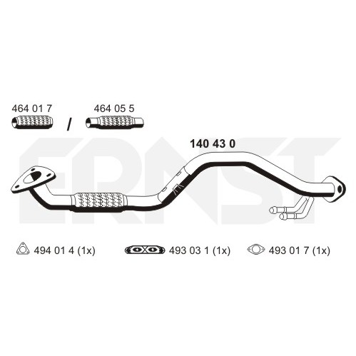 Слика на издувна цевка ERNST 140430 за VW Golf Plus (5M1,521) 1.4 16V - 80 коњи бензин