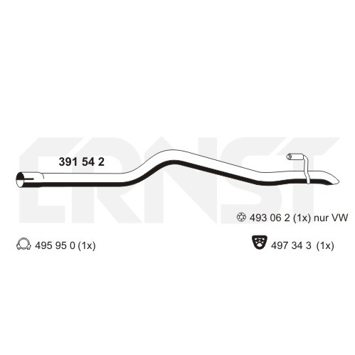 Слика на издувна цевка ERNST 391542 за Mercedes Sprinter 3.5-t Bus (906) 311 CDI (906.731, 906.733, 906.735) - 109 коњи дизел