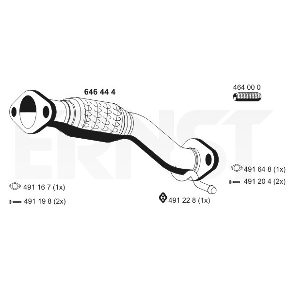 Слика на издувна цевка ERNST 646444 за Hyundai i30 CW 1.4 - 109 коњи бензин