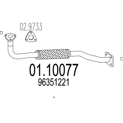 Слика на издувна цевка MTS 01.10077 за Daewoo Espero Sedan KLEJ 2.0 - 105 коњи бензин