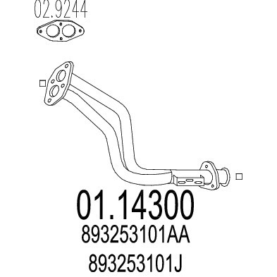 Слика на издувна цевка MTS 01.14300 за Audi 80 Sedan (89, 89Q, 8A, B3) 2.0 E - 113 коњи бензин