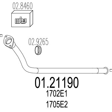 Слика на издувна цевка MTS 01.21190 за Peugeot Expert Van (222) 1.9 TD - 90 коњи дизел