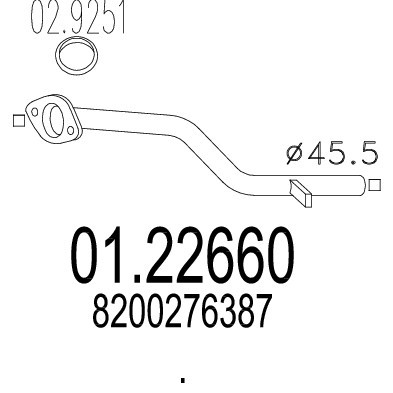 Слика на издувна цевка MTS 01.22660 за Renault Clio 3 1.5 dCi - 82 коњи дизел