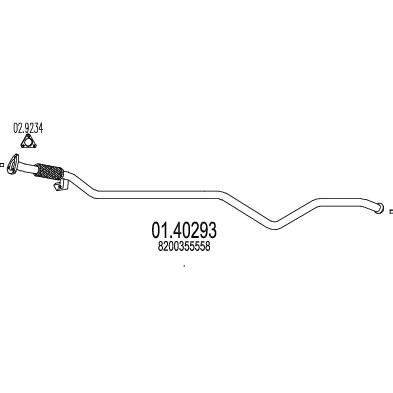 Слика на издувна цевка MTS 01.40293 за Renault Laguna 2 Sport Tourer (KG0-1) 2.0 dCi (KG1T) - 150 коњи дизел