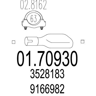 Слика на издувна цевка MTS 01.70930 за Volvo 850 (LS) 2.0 - 143 коњи бензин