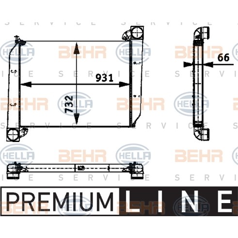 Слика на интеркулер BEHR HELLA SERVICE PREMIUM LINE 8ML 376 724-391 за камион Setra Series 400 ComfortClass S 415 GT, GT-HD - 408 коњи дизел