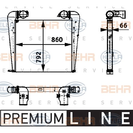 Слика на интеркулер BEHR HELLA SERVICE PREMIUM LINE 8ML 376 724-401 за камион Setra Series 400 TopClass S 431 DT - 435 коњи дизел