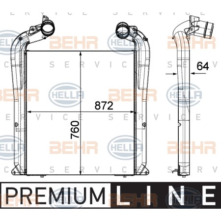 Слика на интеркулер BEHR HELLA SERVICE PREMIUM LINE 8ML 376 731-611 за камион MAN TGA 18.380 FLRS - 385 коњи дизел