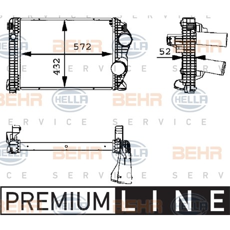 Слика на интеркулер HELLA BEHR  SERVICE  PREMIUM LINE 8ML 376 723-791 за камион Mercedes Atego 1 1517, 1517 L - 170 коњи дизел