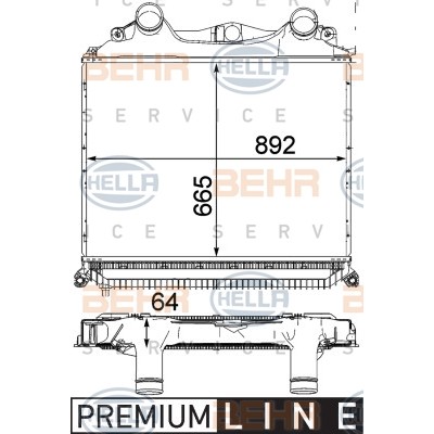 Слика на интеркулер HELLA BEHR  SERVICE  PREMIUM LINE 8ML 376 724-361 за камион MAN TGA 18.480 FAC, FARC - 480 коњи дизел