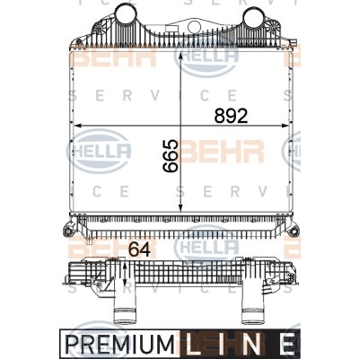 Слика на интеркулер HELLA BEHR  SERVICE  PREMIUM LINE 8ML 376 724-381 за камион MAN TGA 18.310, 18.320 FC, FLC, FLLC, FLLRC, FLLRW, FLLW, FLRC, FRC - 310 коњи дизел