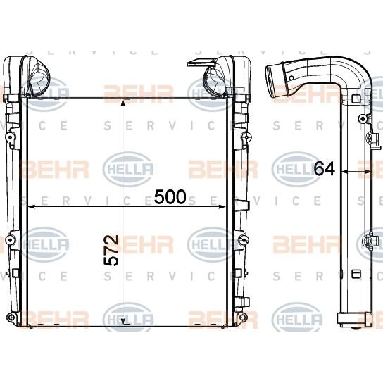 Слика на интеркулер HELLA BEHR  SERVICE  PREMIUM LINE 8ML 376 908-071 за камион Volvo FL 3 FLL 240-14, FLM 240-14 - 240 коњи дизел