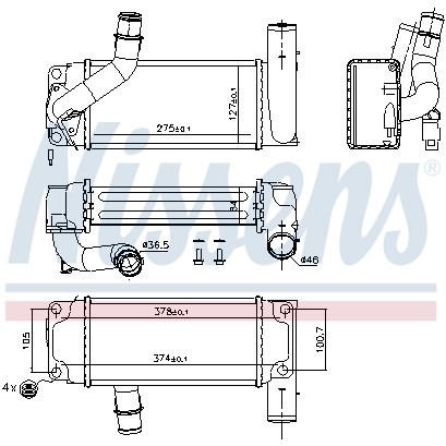 Слика на интеркулер NISSENS 96429 за Toyota Auris (ZE15,RE15) 1.8 4WD - 136 коњи бензин