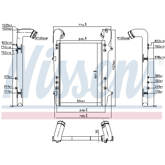 Слика на интеркулер NISSENS 96975 за камион DAF 95 XF FAR 95 XF 530 - 530 коњи дизел