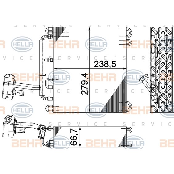 Слика на испарувач, клима уред BEHR HELLA SERVICE PREMIUM LINE 8FV 351 211-691 за Renault Laguna (B56,556) 1.6 16V (B568, B561) - 107 коњи бензин