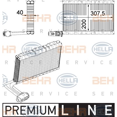 Слика на испарувач, клима уред BEHR HELLA SERVICE PREMIUM LINE 8FV 351 331-191 за камион Renault Premium 2 Lander 340.26 - 340 коњи дизел