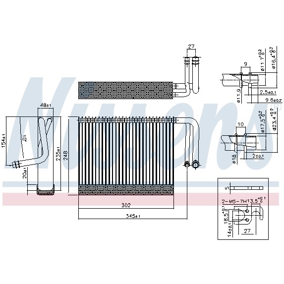 Слика на испарувач, клима уред NISSENS 92327 за BMW 5 GT F07 535 d xDrive - 299 коњи дизел