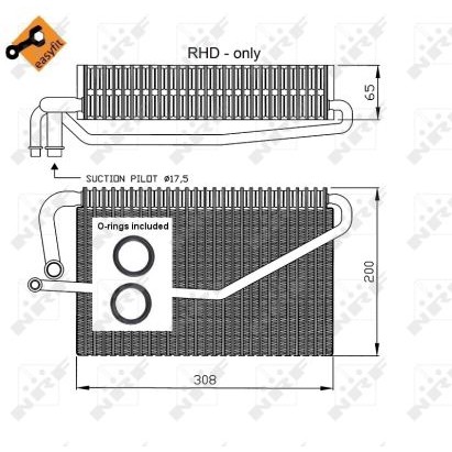 Слика на Испарувач на клима уред NRF EASY FIT 36118 за Mercedes C-class Saloon (w203) C 200 CDI (203.004) - 116 коњи дизел