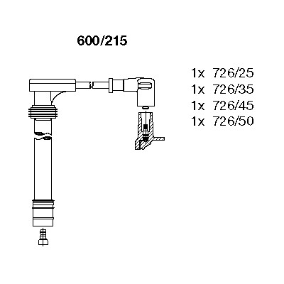 Слика на кабли за свеќици - комплет сет кабли BREMI 600/215 за Lancia Lybra SW (839bx) 1.6 16V (839BXA1A) - 103 коњи бензин