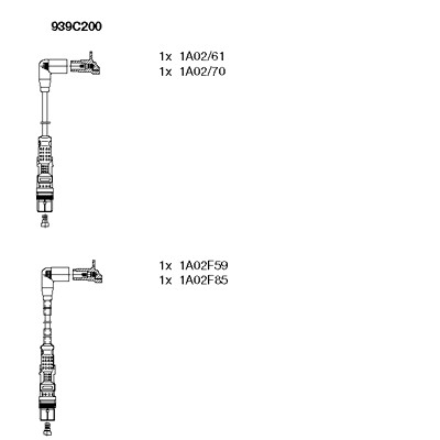 Слика на кабли за свеќици - комплет сет кабли BREMI 939C200 за VW Lupo (6X1,6E1) 1.0 - 50 коњи бензин