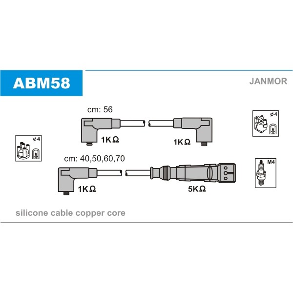 Слика на Кабли за свеќици - комплет сет кабли JANMOR ABM58