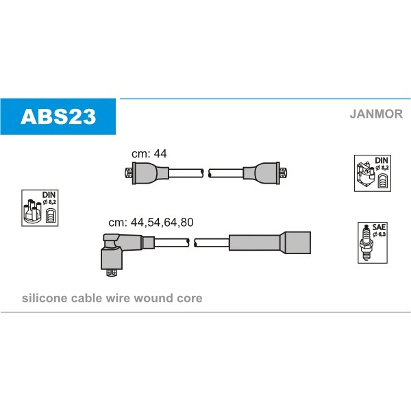 Слика на Кабли за свеќици - комплет сет кабли JANMOR ABS23