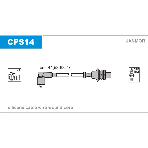 Слика на кабли за свеќици - комплет сет кабли JANMOR CPS14 за Citroen Jumper BUS 230P 2.0  4x4 - 109 коњи бензин