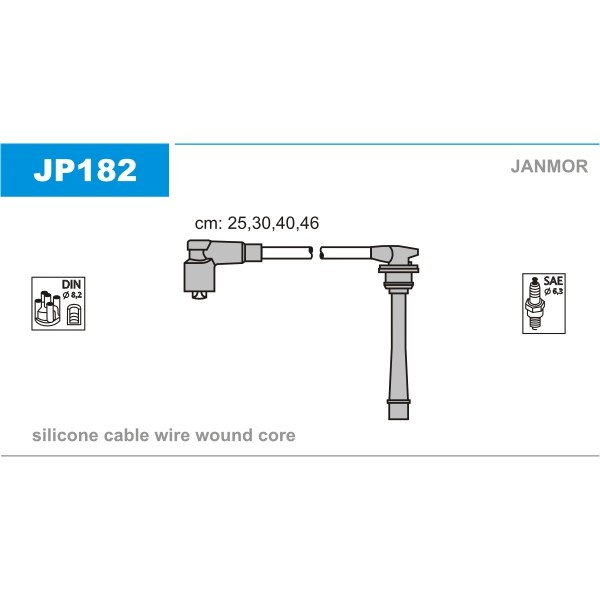 Слика на кабли за свеќици - комплет сет кабли JANMOR JP182 за Hyundai Excel 2 (LC) 1.5 - 102 коњи бензин