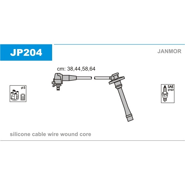 Слика на Кабли за свеќици - комплет сет кабли JANMOR JP204