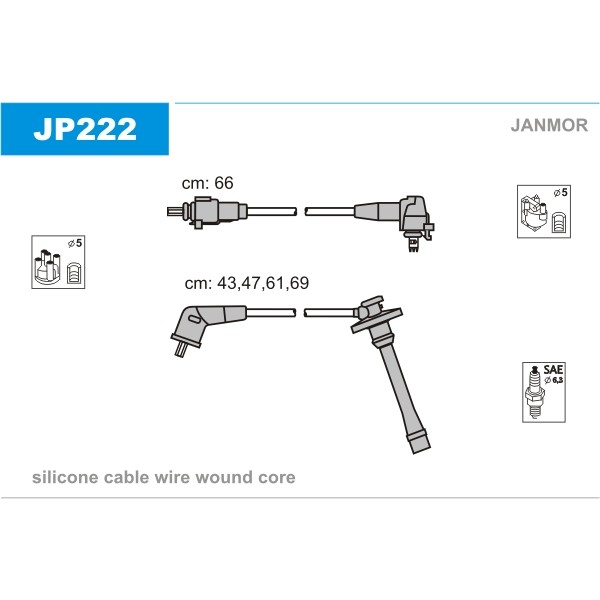 Слика на Кабли за свеќици - комплет сет кабли JANMOR JP222