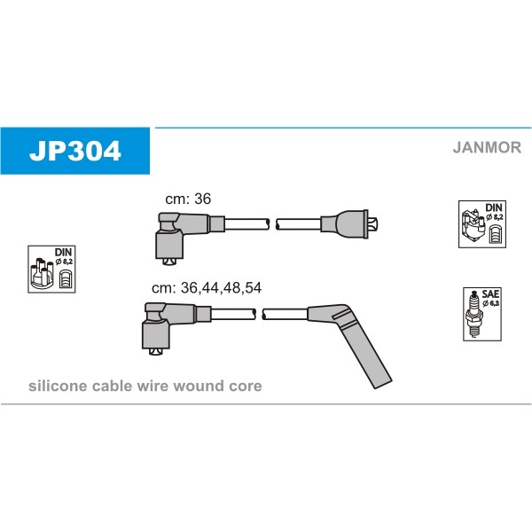 Слика на Кабли за свеќици - комплет сет кабли JANMOR JP304