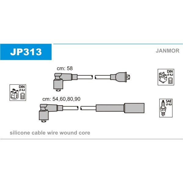 Слика на Кабли за свеќици - комплет сет кабли JANMOR JP313