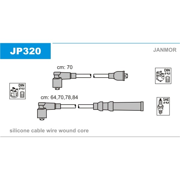 Слика на Кабли за свеќици - комплет сет кабли JANMOR JP320