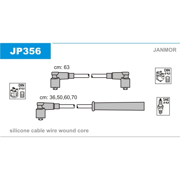 Слика на Кабли за свеќици - комплет сет кабли JANMOR JP356