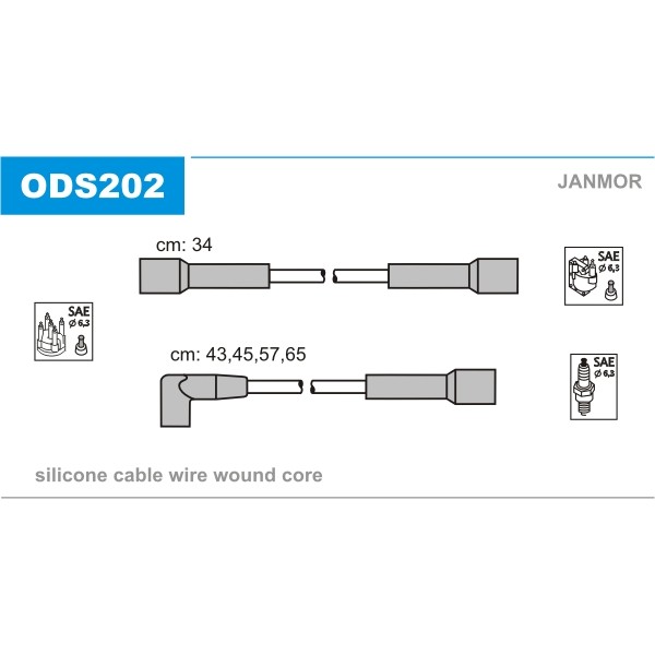 Слика на Кабли за свеќици - комплет сет кабли JANMOR ODS202
