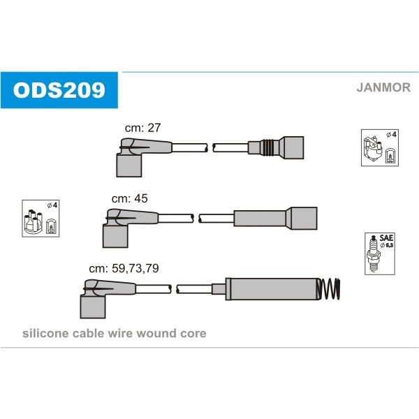 Слика на Кабли за свеќици - комплет сет кабли JANMOR ODS209